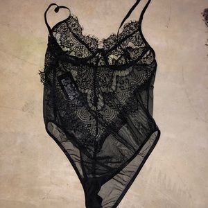 Nasty Gal black lace bodysuit teddy lingerie